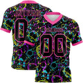 Custom Graffiti Pattern Black-Pink 3D Pattern Neon Splash Authentic Football Jersey