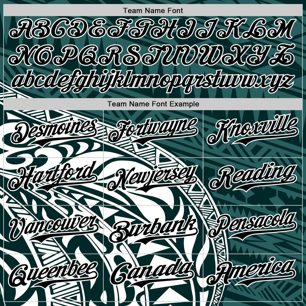 Custom Teal Black-White 3D Polynesian Style Islander Authentic Baseball Jersey