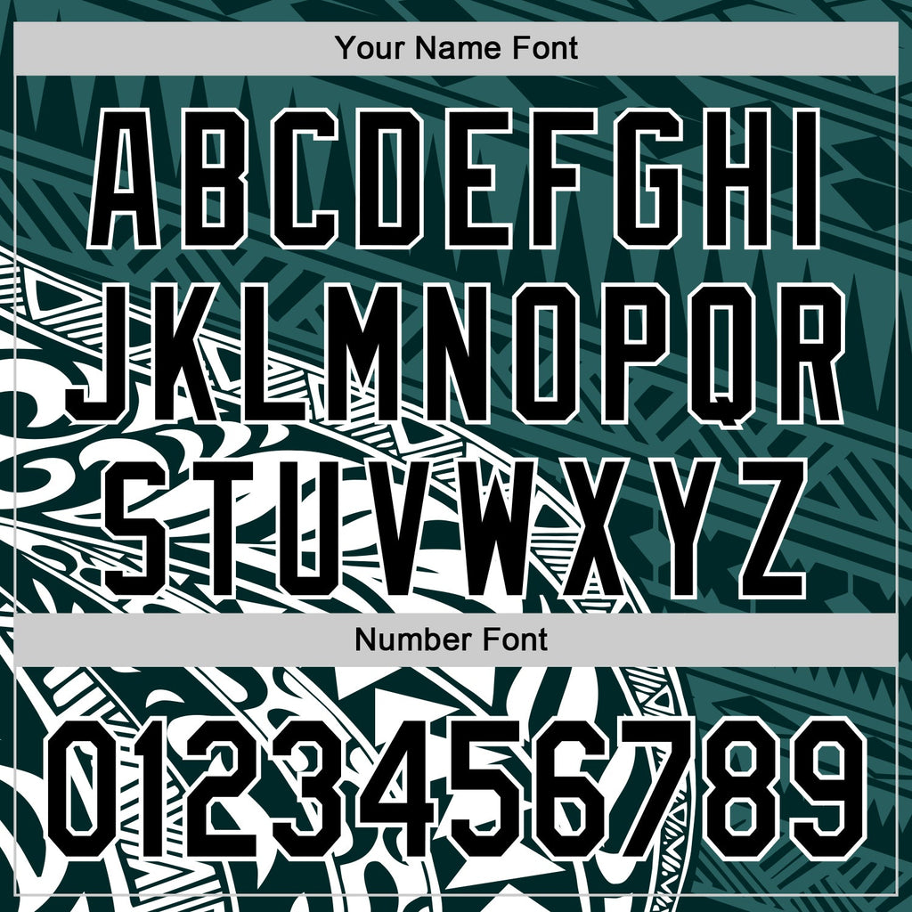 Custom Teal Black-White 3D Polynesian Style Islander Authentic Baseball Jersey