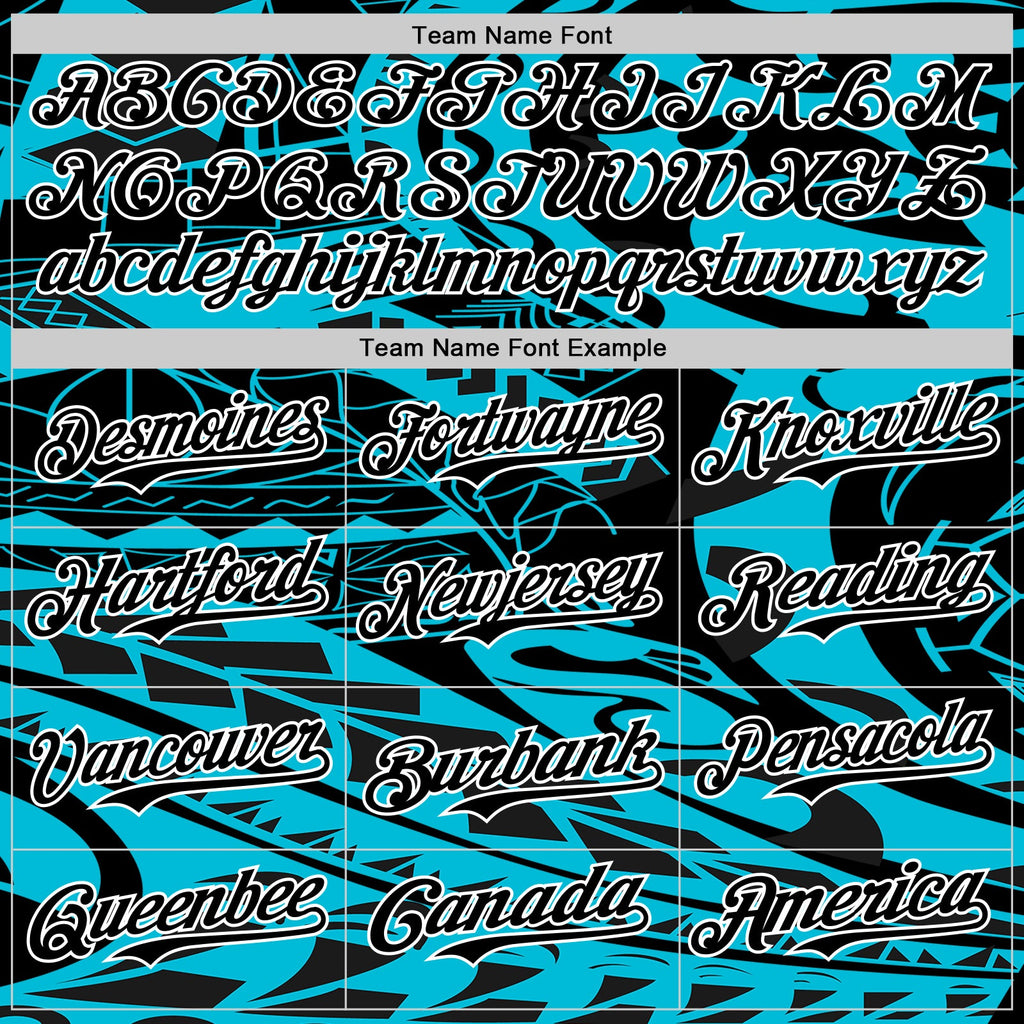 Custom Black Lakes Blue-White 3D Polynesian Style Islander Authentic Baseball Jersey
