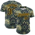 Custom Green Black-Yellow 3D Pattern Design Burner Costumes Paisley Bandana Authentic Baseball Jersey