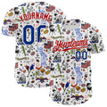 Custom White Royal-Red 3D American Flag Independence Day National Symbols Authentic Baseball Jersey