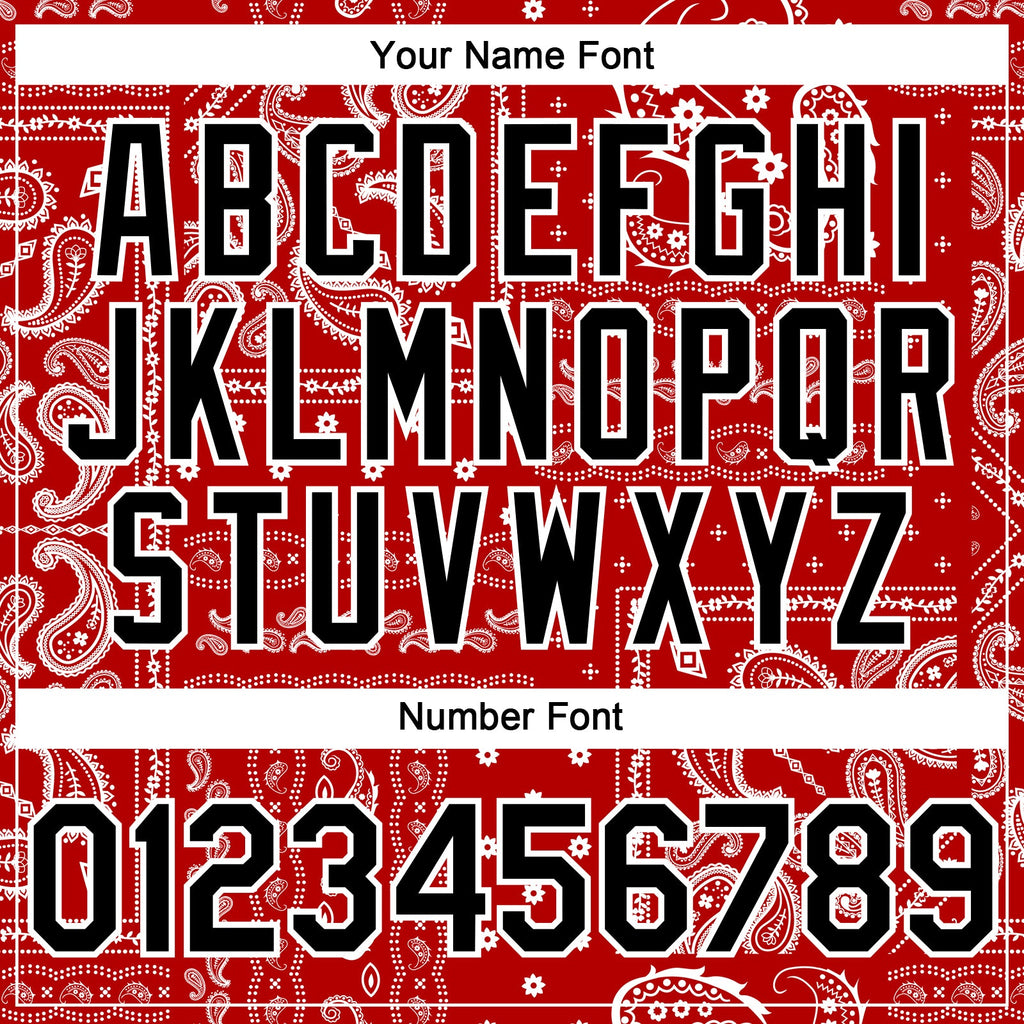 Custom Red Black-White Rave Party Ethnic Paisley Bandana Authentic Baseball Jersey