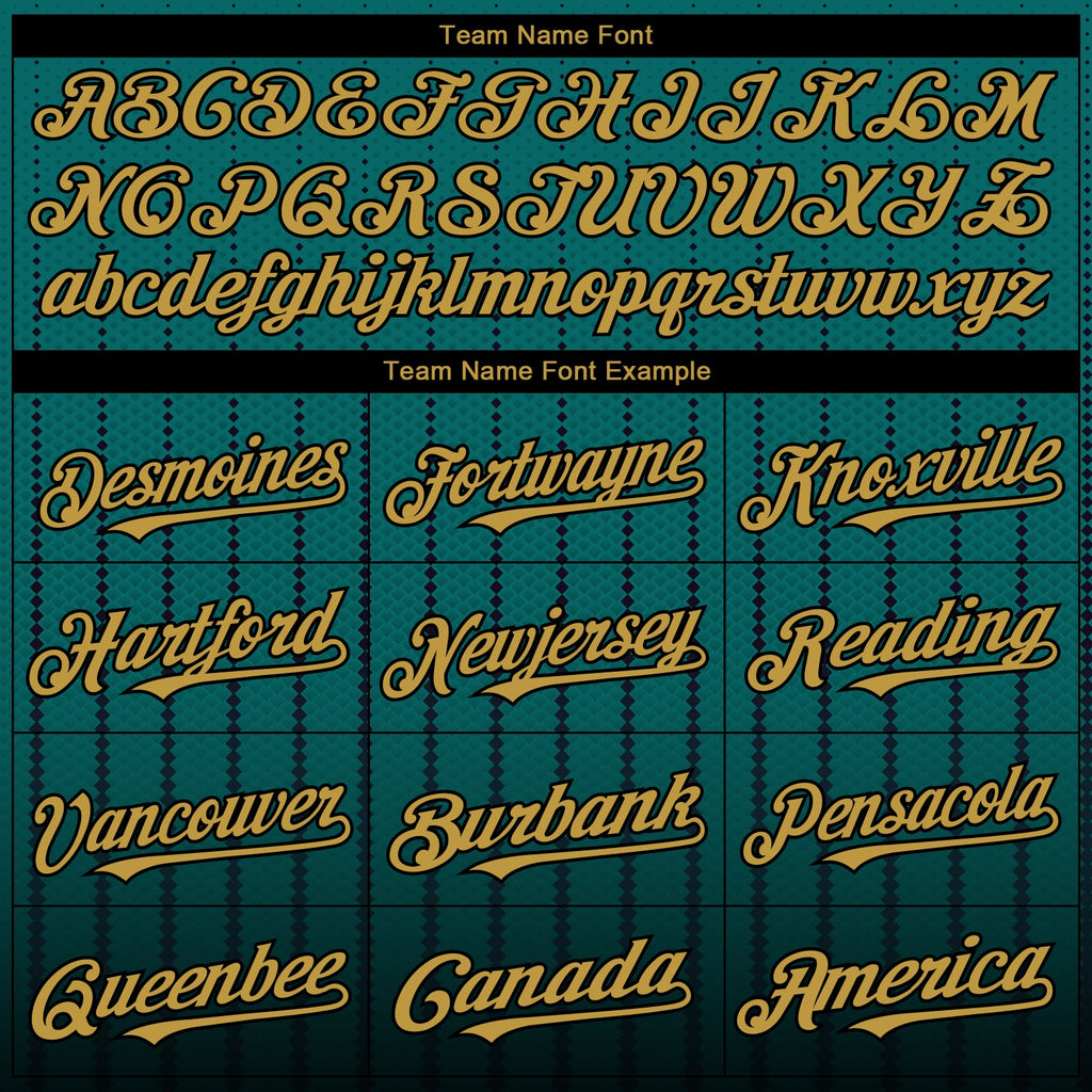 Custom Teal Old Gold-Black 3D Pattern Design Gradient Geometric Shape Authentic Baseball Jersey