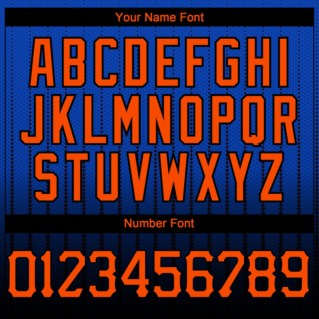 Custom Thunder Blue Orange-Black 3D Pattern Design Gradient Geometric Shape Authentic Baseball Jersey