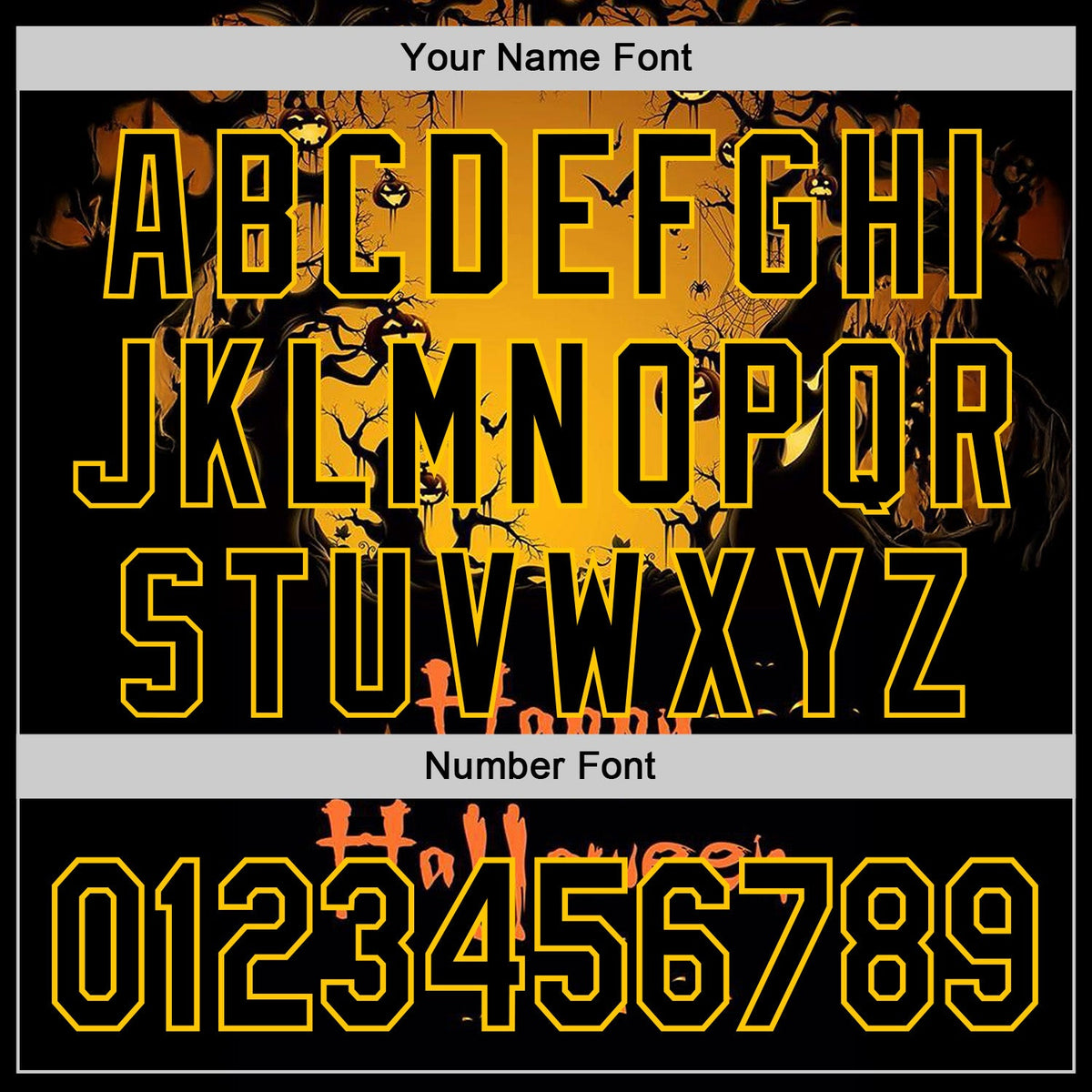 Custom Yellow Black 3D Halloween Spooky Pumpkin Authentic Baseball Jersey