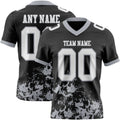 Custom Black White-Gray 3D Pattern Splash Authentic Football Jersey