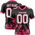 Custom Black White-Neon Pink 3D Pattern Splash Authentic Football Jersey