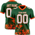 Custom Green White-Orange 3D Pattern Splash Authentic Football Jersey