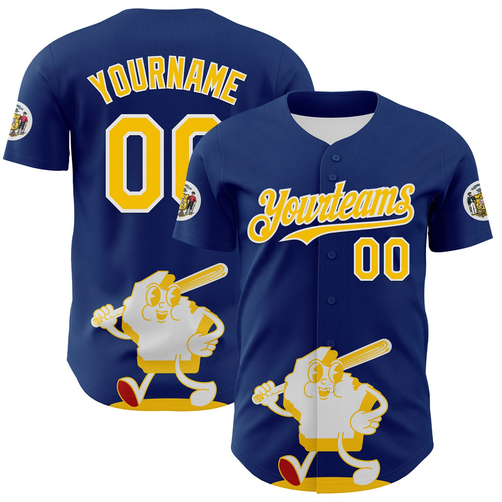 Custom Blue Gold Red-White 3D Urban City Edition Sports Authentic Baseball Jersey