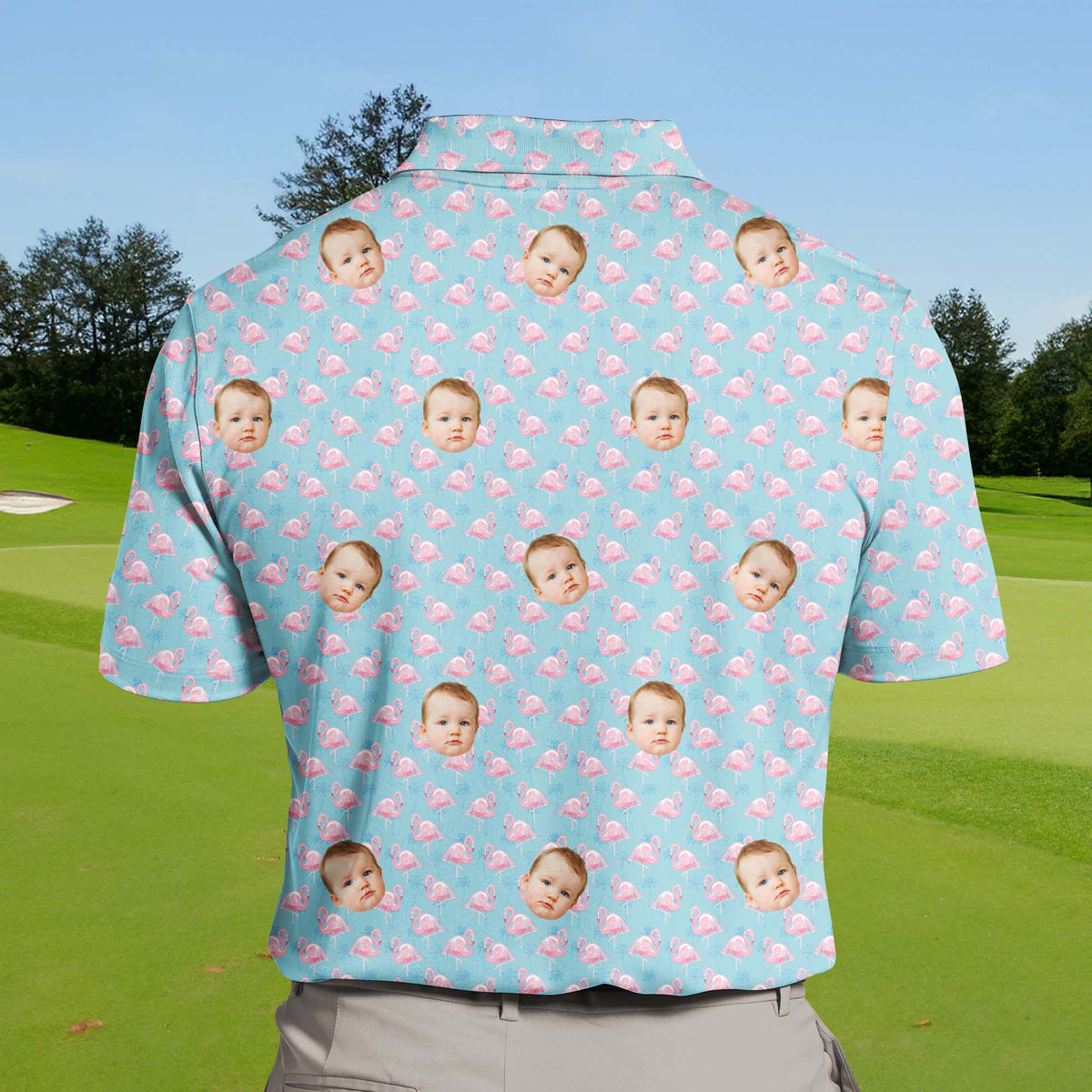 Tropical Pink Flamingo | Funny Golf Shirts with Faces or Logos