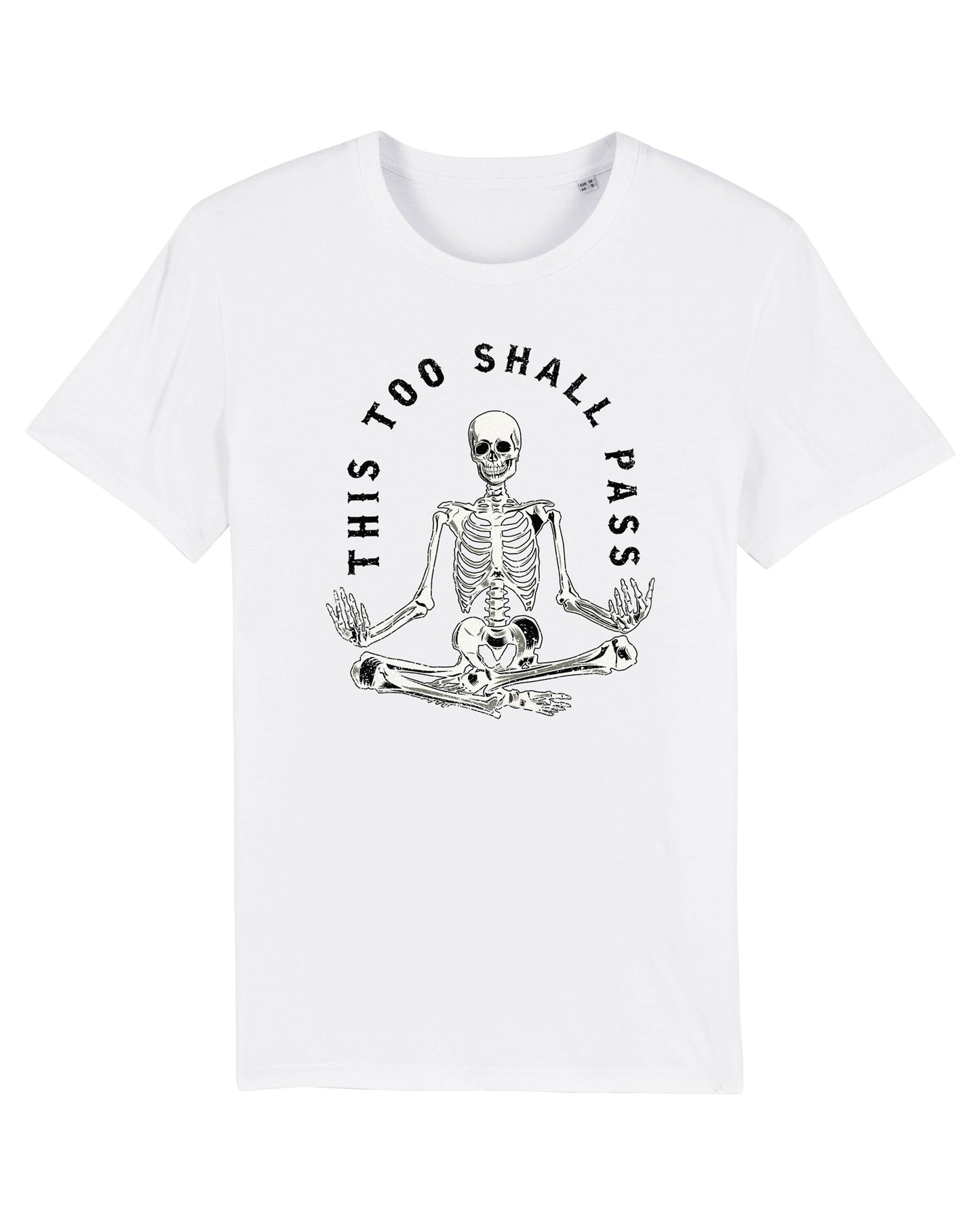 Meditating Skeleton Too Shall Pass Gothic Mental Health Quote Tee Spiritual Friend (5)