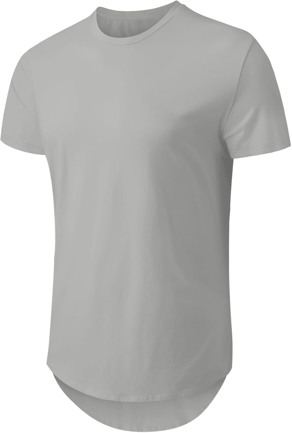Men's Hip Hop Wave Round Hem T-Shirt Round Neck Cotton Casual Fashion Top