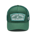 Cult's Mesh Trucker Hat "Good At Bad Decisions" in Bayberry