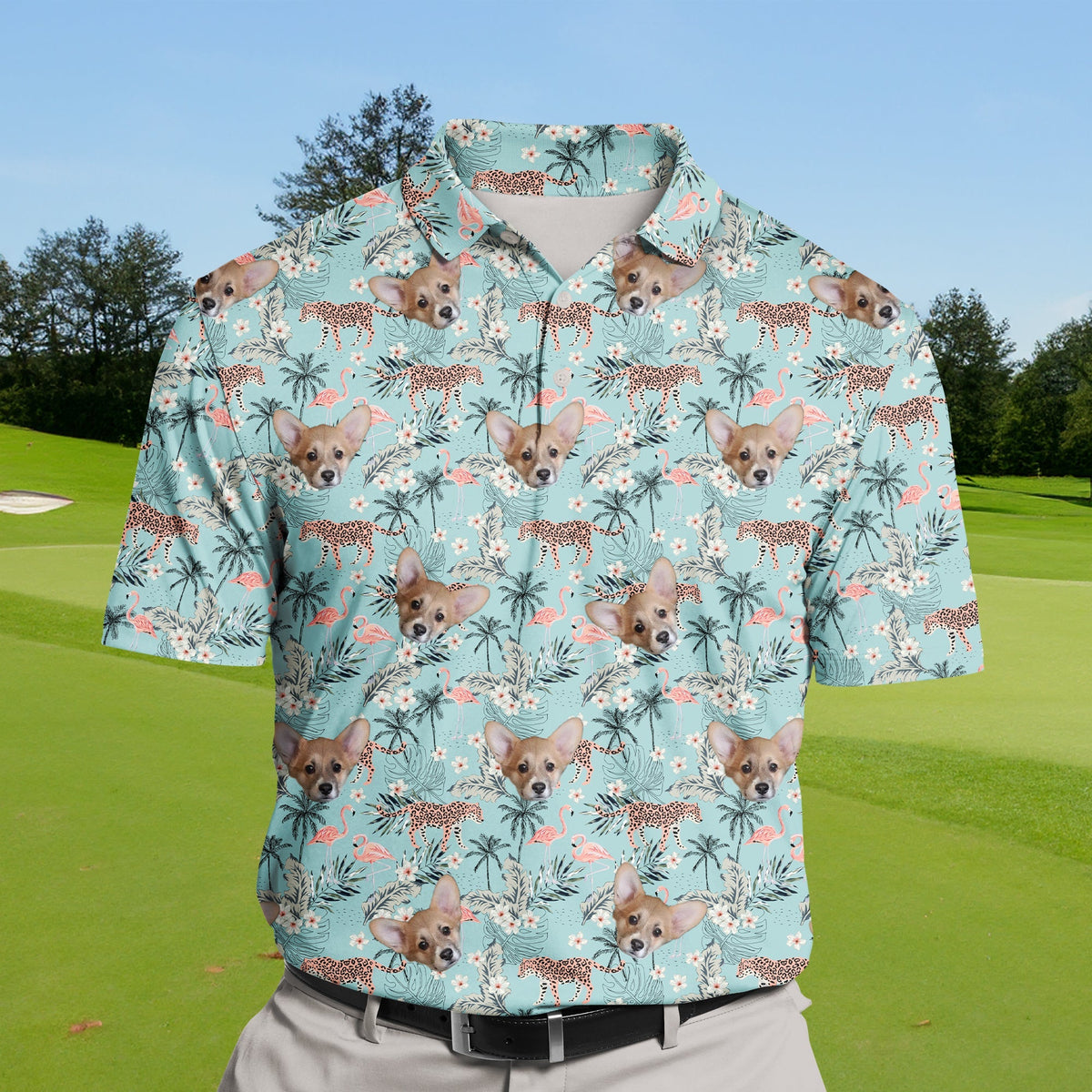 Tropical Leopard | Funny Golf Shirts with Faces or Logos