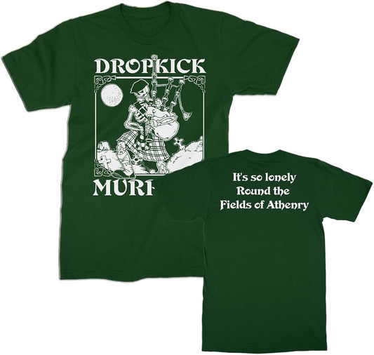 Dropkick Murphys Skelly Piper Front & Back Print Mens Short Sleeve T Shirt Celtic Punk Graphic Tees