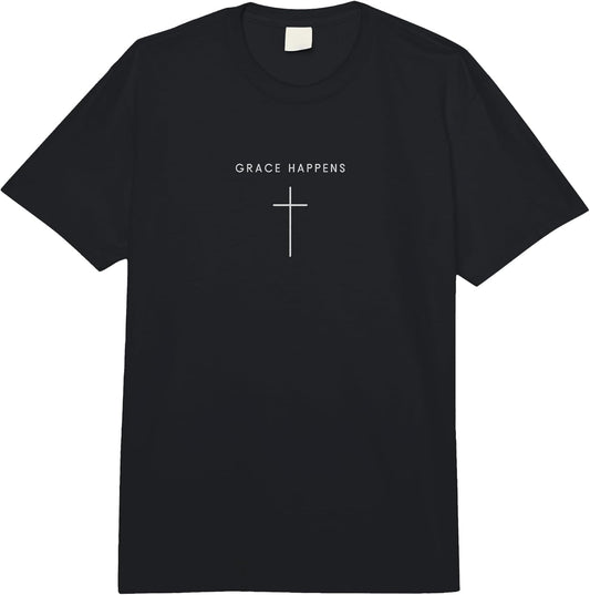 Grace Happens Cross - Funny Minimalist Christian Religious Comfort Colors Adult Heavyweight T-Shirt