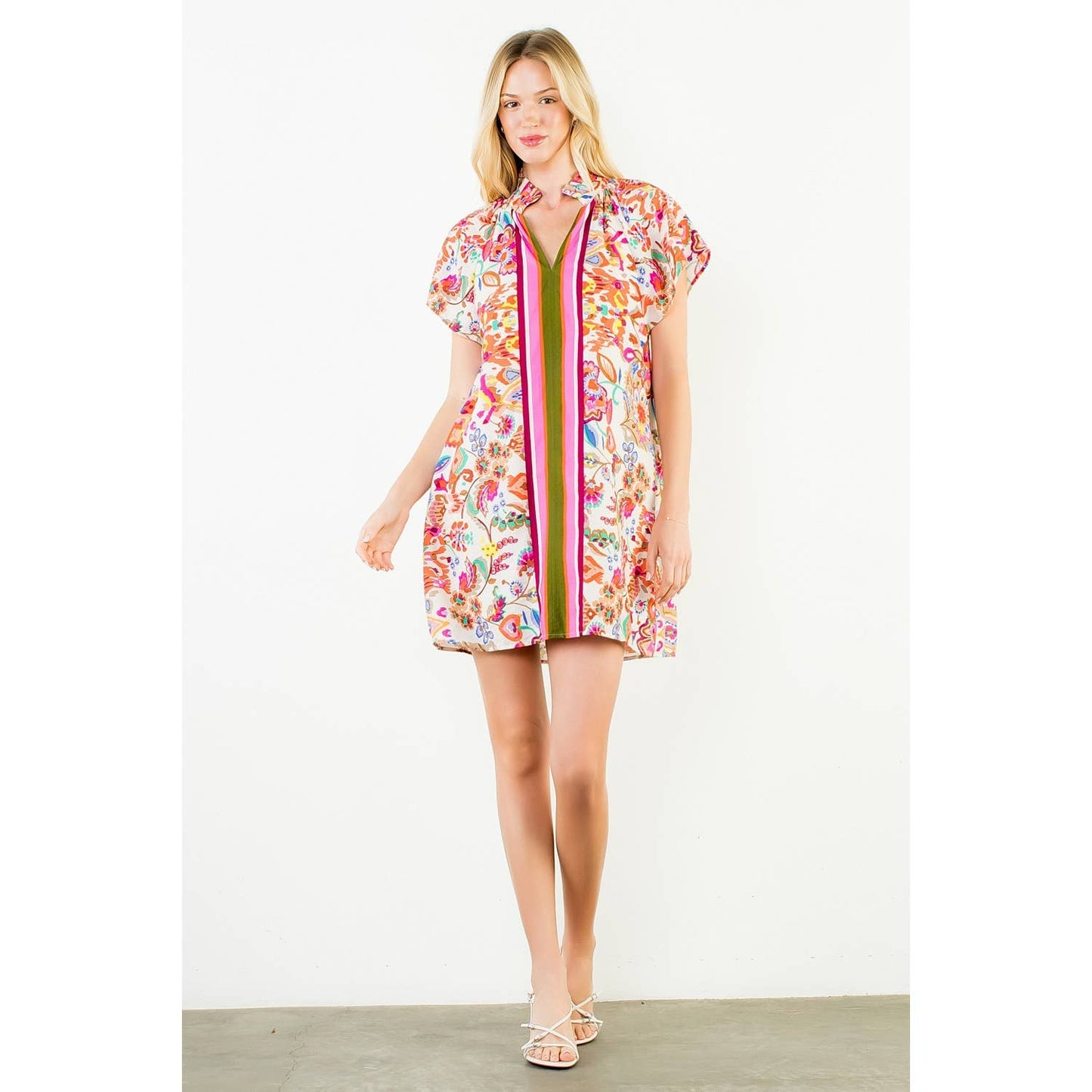 Short Sleeve Flower Dress