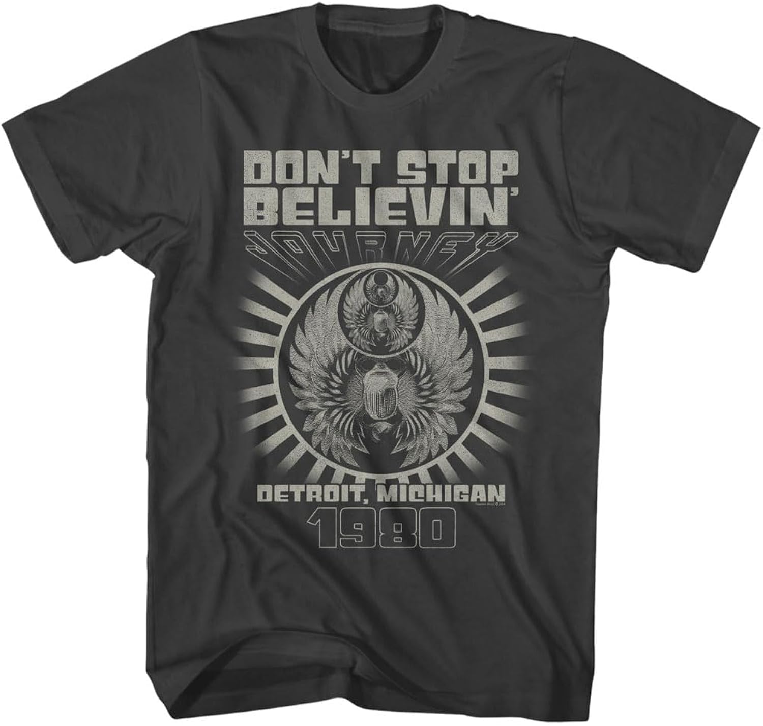 Journey Don't Stop Believin' Detroit '80 Adult Short Sleeve T Shirt Vintage Style 80s Music Graphic Tees