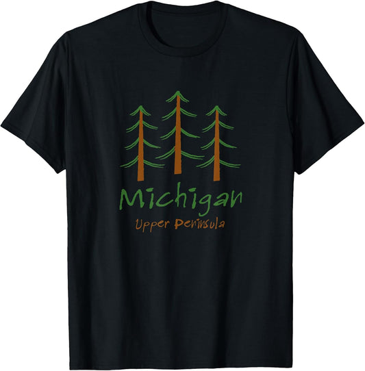 Michigan - Upper Peninsula - Minimalist Trees - Stylish T-Shirt