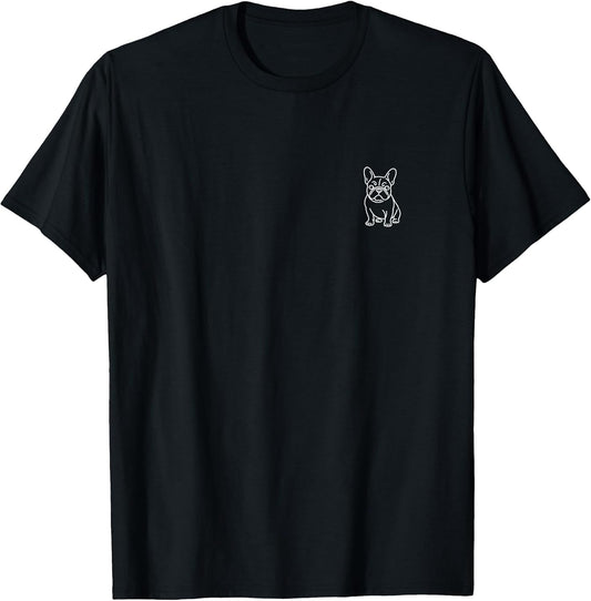 French Bulldog Frenchie Minimalist Badge Patch Line Art T-Shirt