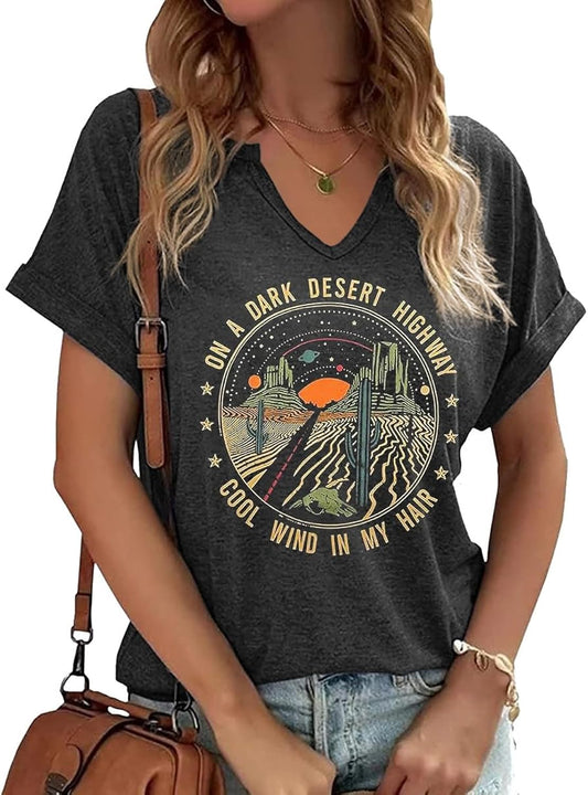 Womens Vintage Flowers V Neck Shirt Boho Floral Wildflowers Graphic Tee Casual Cottagecore Short Sleeve T Shirt