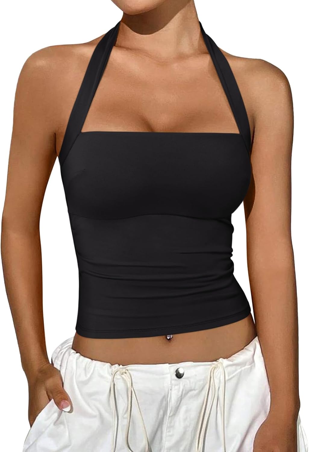 Halter Tops for Women Summer Sleeveless Going Out Outfits Y2K Trendy Cute Crop Tank Top Clothes