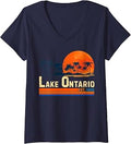 Lake Ontario Est 1615 Vintage Sunset Lake Ontario V-Neck (1)