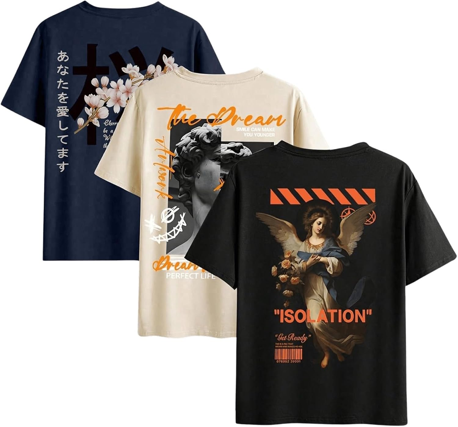 Men's 3 Pack Y2K Graphic Casual Tees Short Sleeve Y2K Crew Neck Summer T-Shirts Top