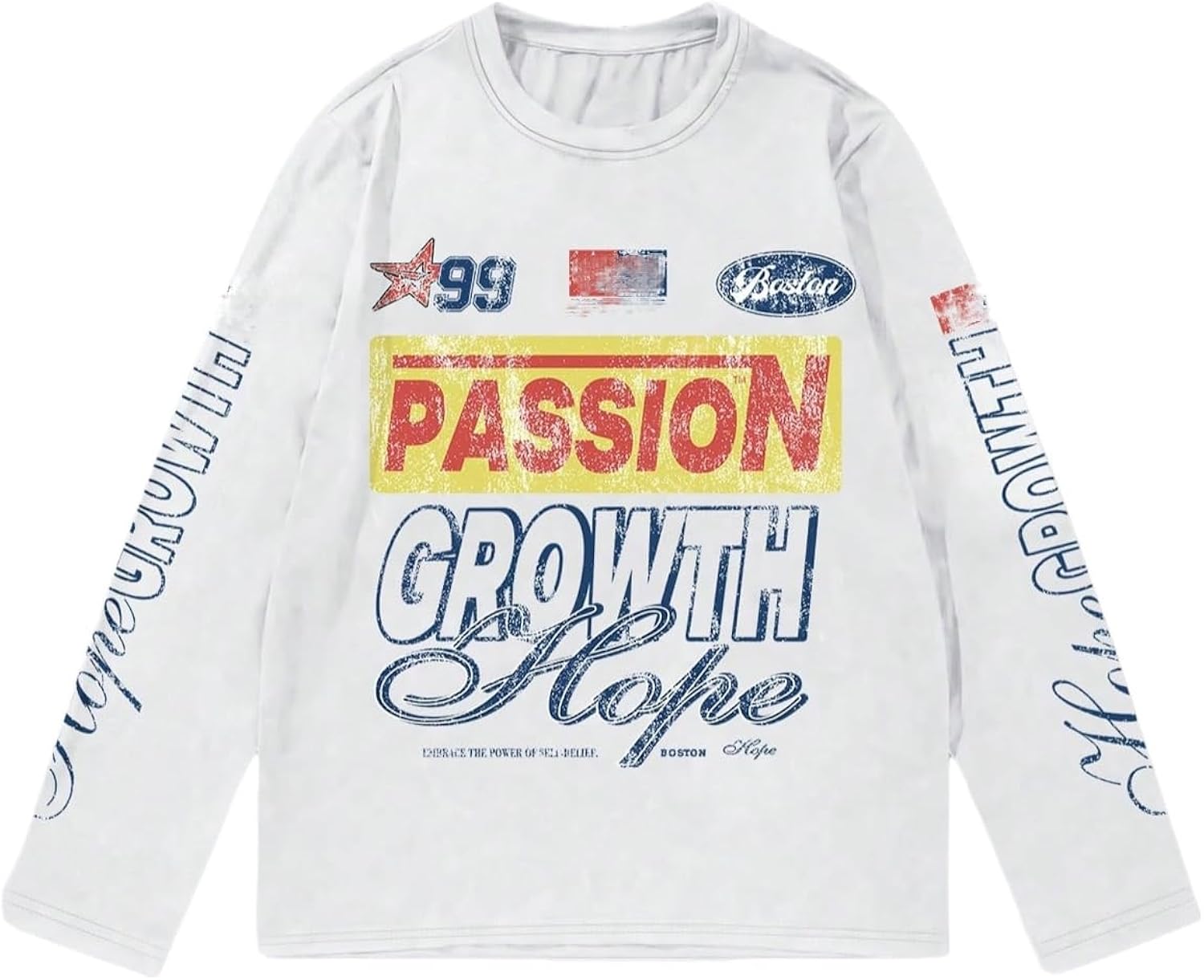 Men's Number Print Jersey Tops Graphic Tee Long Sleeve Crew Neck T-Shirt Streetwear