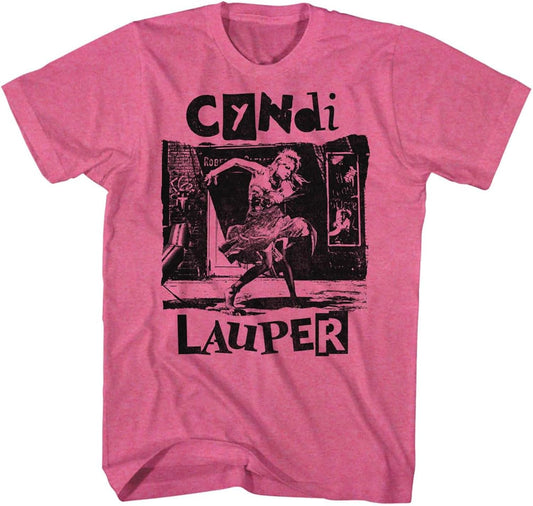Cyndi Lauper Retro Pink Heather Adult Short Sleeve T Shirt Vintage Style 80s Pop Music Graphic Tees