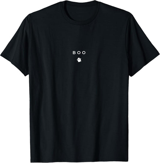 Boo Ghost Halloween Subtle Minimal Fall Funny Trick Treat T-Shirt