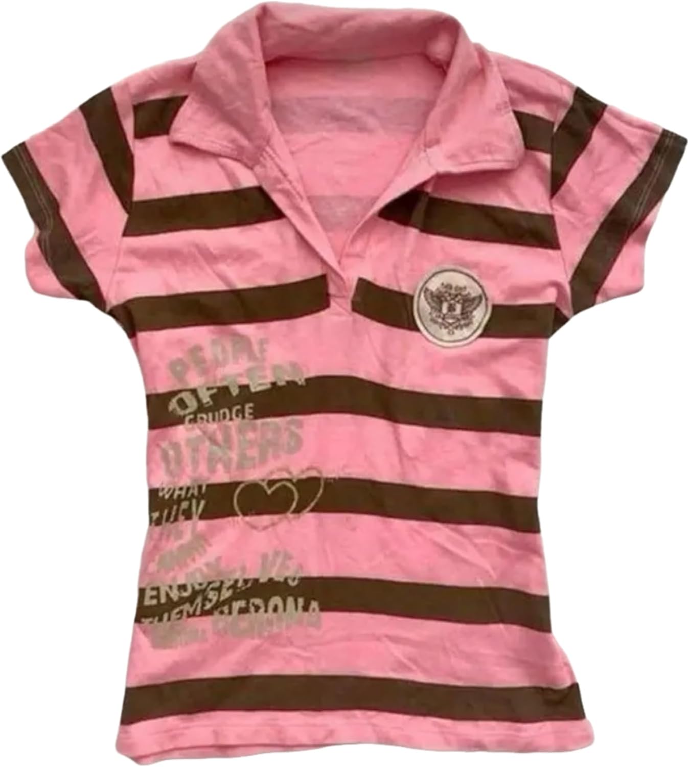 Vintage Alt Graphic Tees Y2k Grunge Polo Shirts Teen Girls Women Whimsy Twee 2000s Short Sleeve Collared Tops