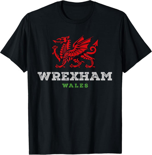 Wrexham Wales Welsh Dragon Flag Vintage T-Shirt