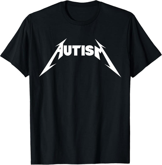 Funny Design Autism Skeleton Meme Metal Rock for Men Women T-Shirt