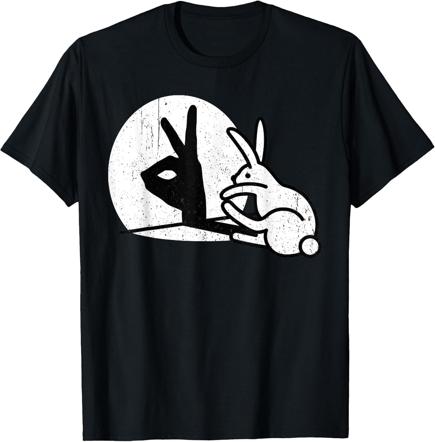 Vintage Funny Rabbit Hand Shadow Puppets Bunny Pop Art T-Shirt