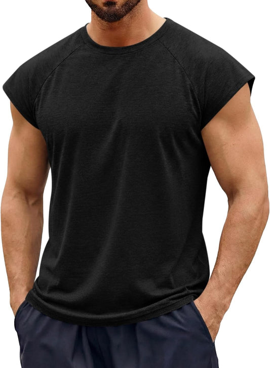 Mens Tank Tops Workout Muscle Gym Athletic T-Shirts Casual Cap Sleeve Summer Beach Cotton Tops