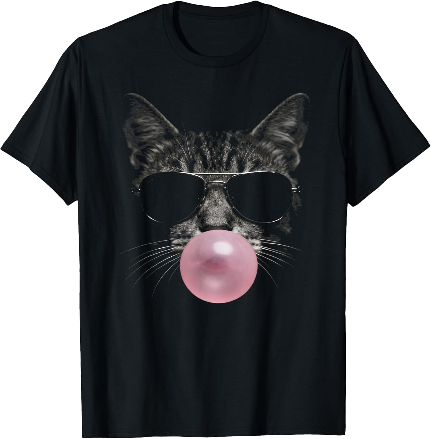 Funny Cat Blowing A Bubble with Sunglasses Urban Cool Vibe T-Shirt