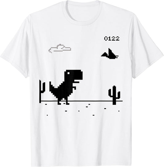 Dino T-Rex Dinosaur Pixel Game No Internet offline Funny Men T-Shirt