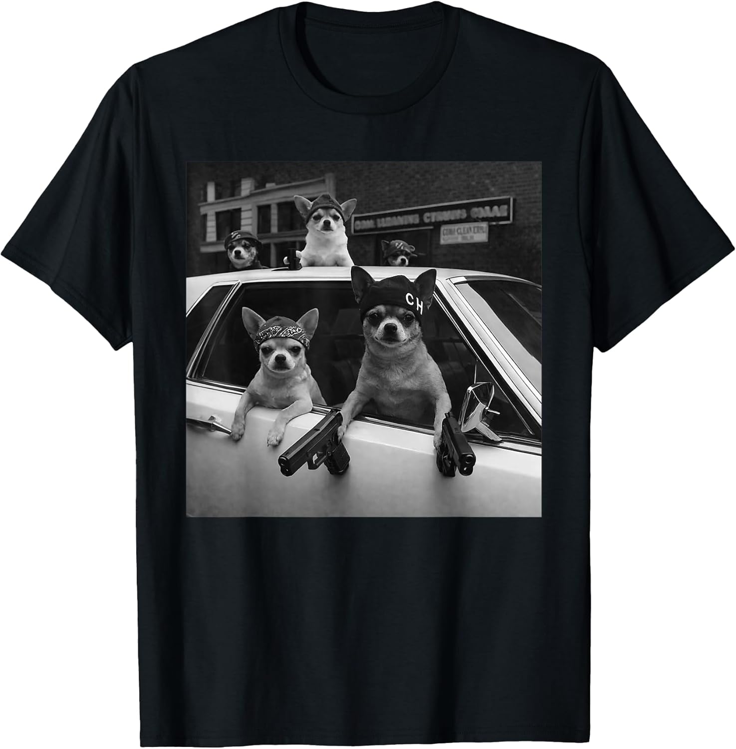 Funny Chihuahua Meme Chihuahua Gangster Dog Street Design T-Shirt