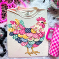 Patchwork Chicken Colorful Farm Spring Comfort Colors Tee