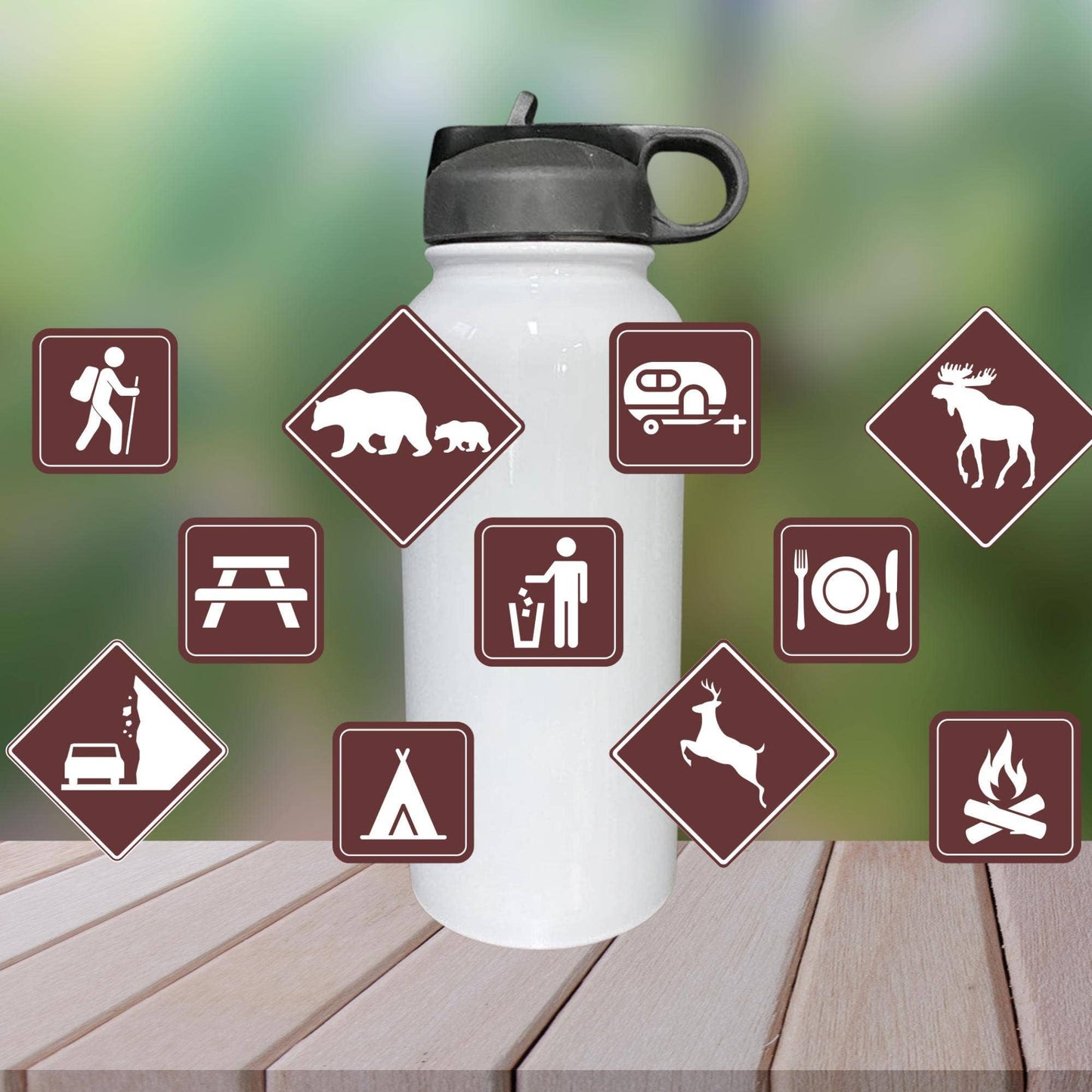 Camping Sign Insulated Water Bottle, National Park Design