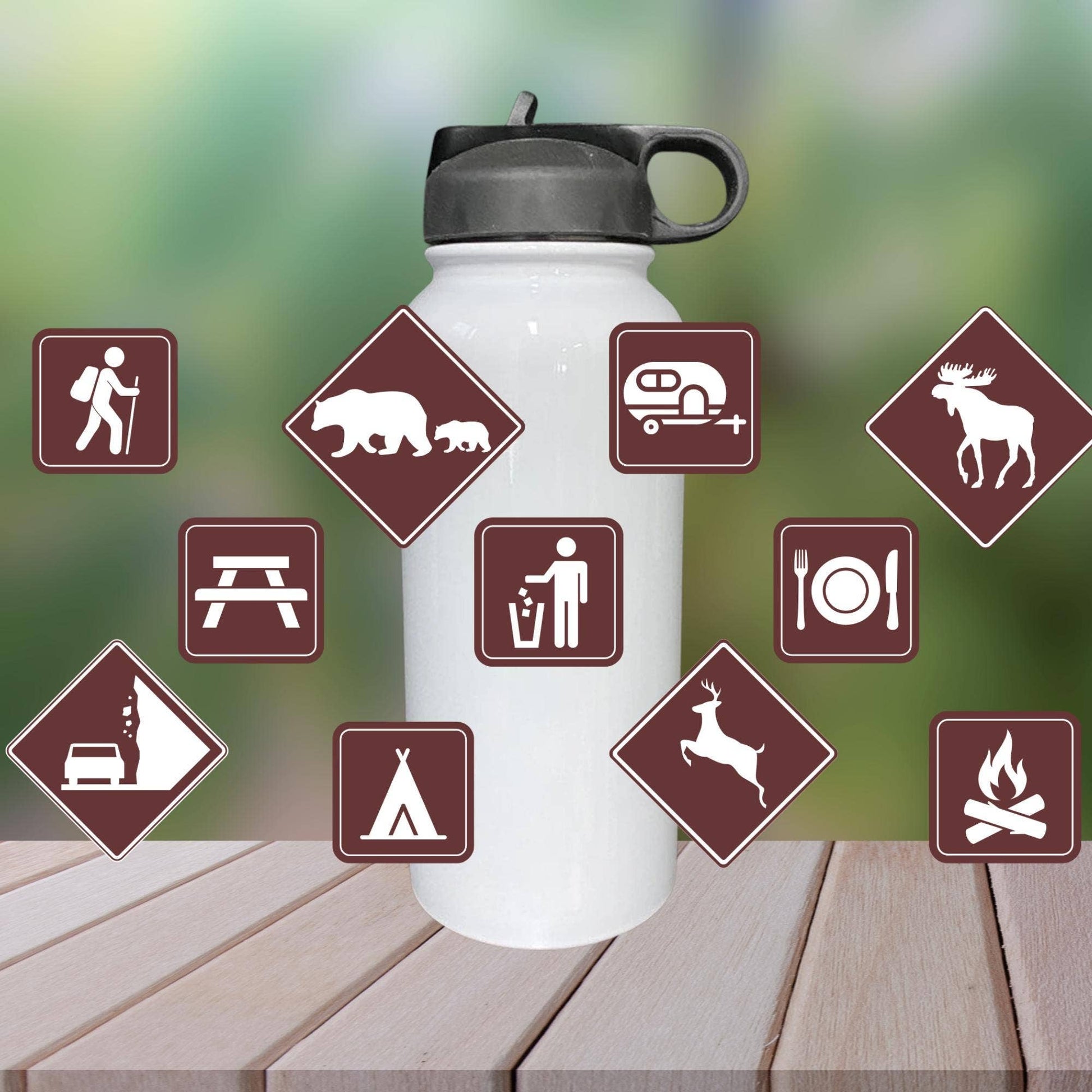 Camping Sign Insulated Water Bottle, National Park Design