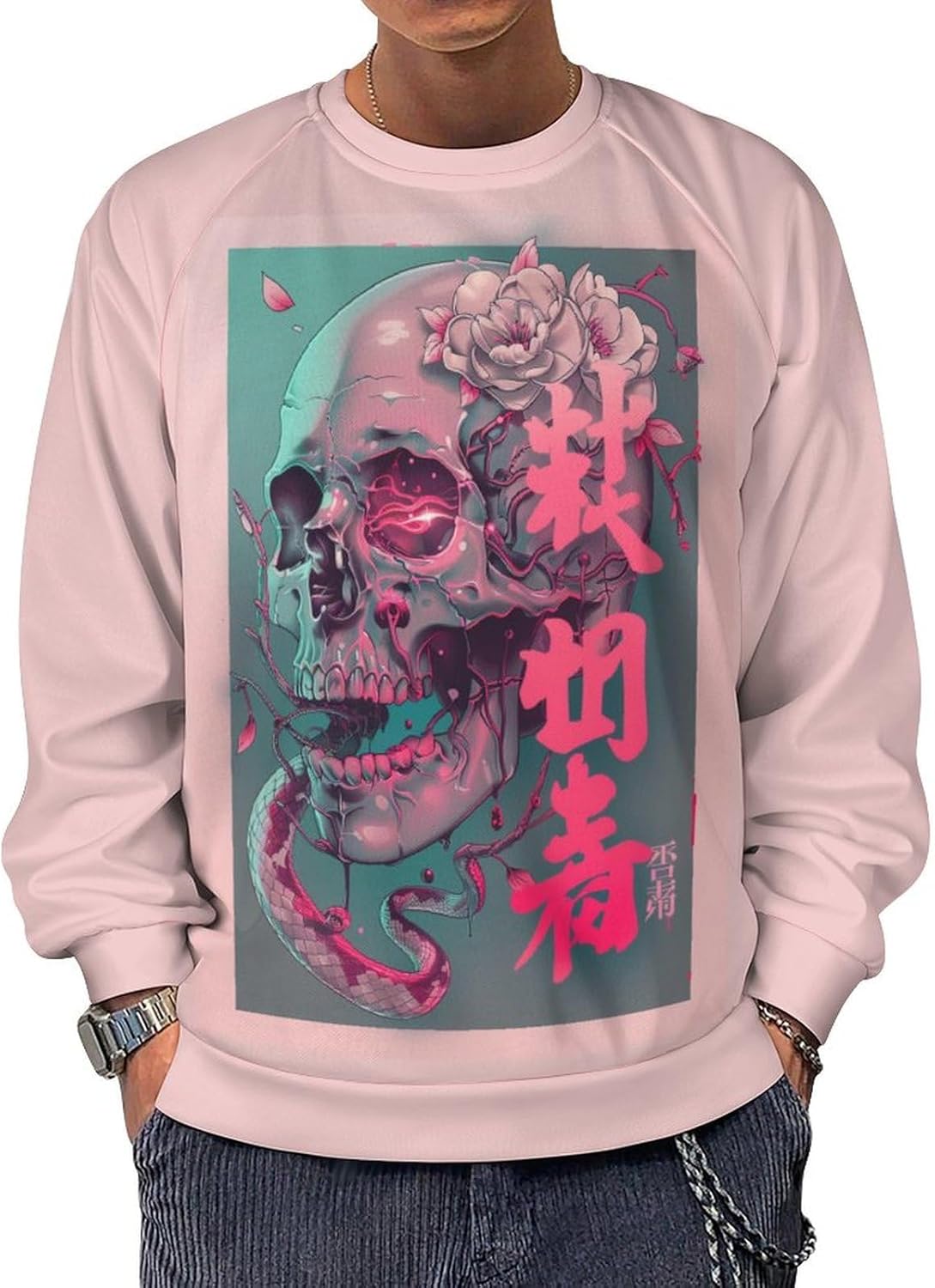 Japanese Art Dragon Print Hoodies Crewneck Pullover Big And Tall Retro Y2K Graphic Novelty Cool Sweatshirts
