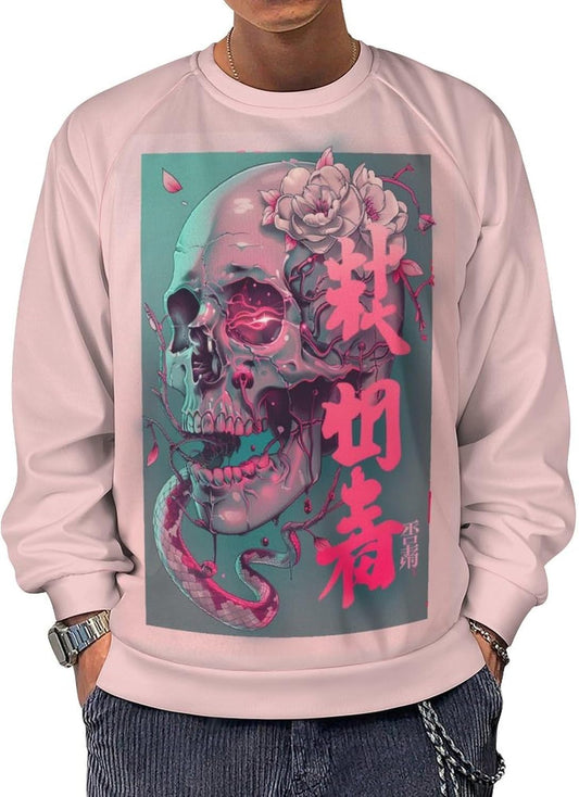 Japanese Art Dragon Print Hoodies Crewneck Pullover Big And Tall Retro Y2K Graphic Novelty Cool Sweatshirts