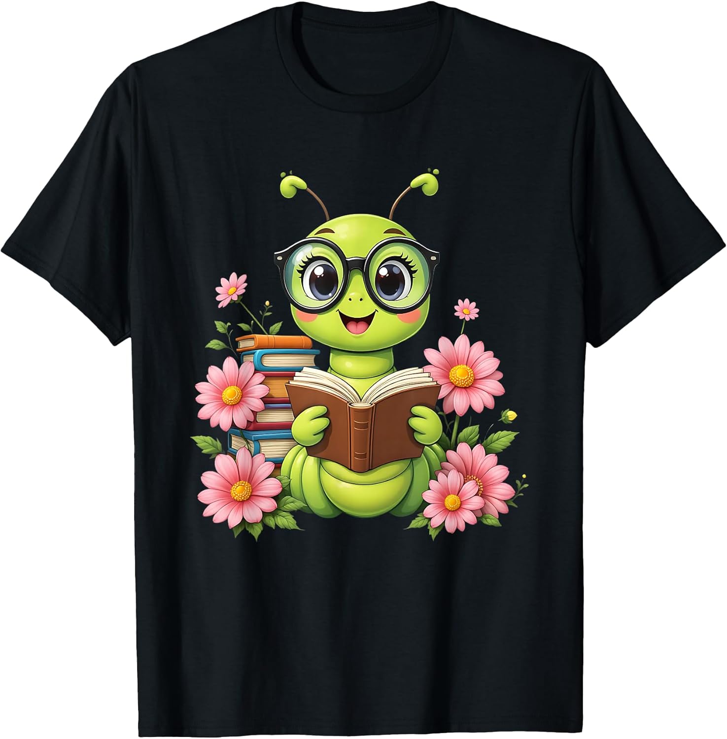 Bookworm Costume Kawaii Reading Worm for World Book Day T-Shirt
