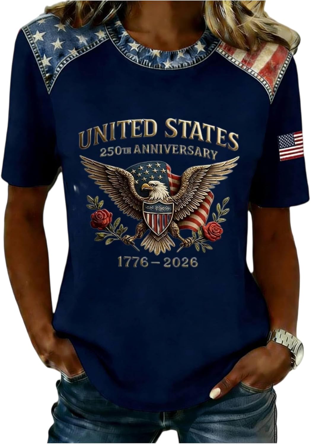 250 Anniversary USA Shirt Women 250Th Anniversary Tshirt 1776-2026 Patriotic Shirts American Flag Eagle Tops