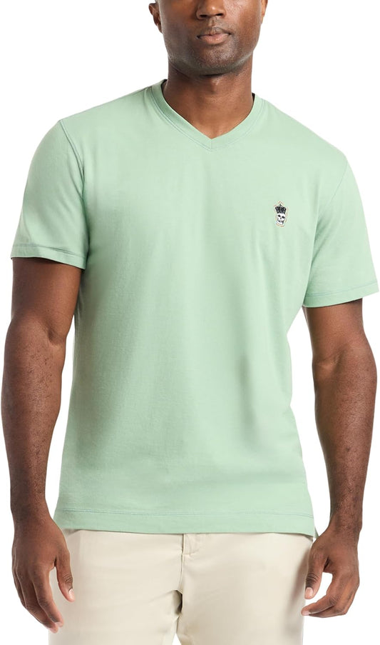 Men's Damien Short-Sleeve, V-Neck Top with Colorful Seams, Comfortable Fit & Richly Detailed for Wear