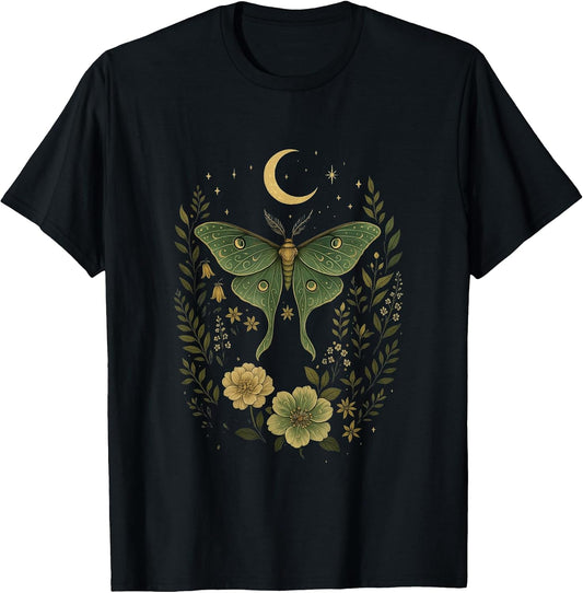 Luna Moth Cottagecore Vintage Grunge Floral Therian T-Shirt