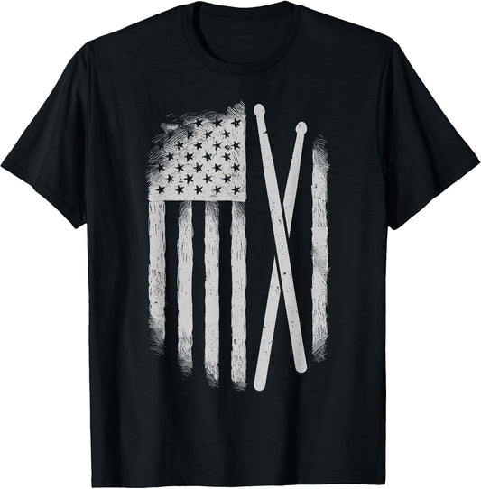 American Flag Drumsticks USA Drummers Vintage Drum Sticks T-Shirt